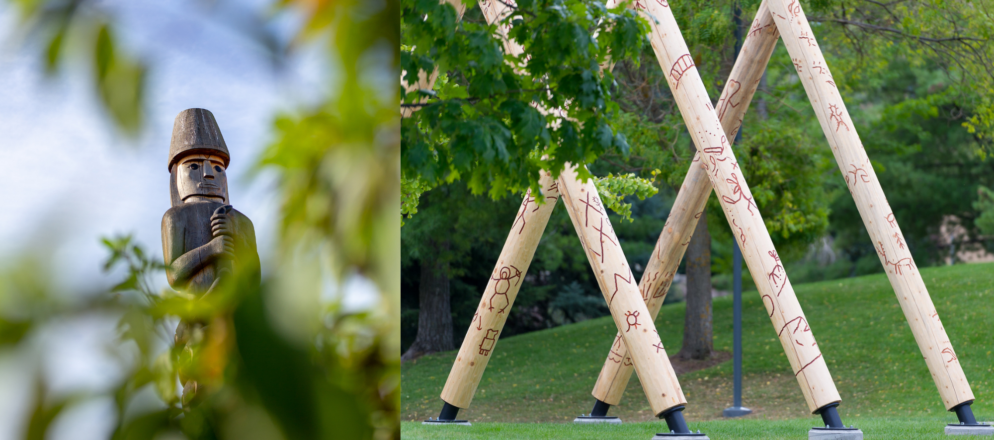 UBC Okanagan Story Poles and UBC Vancouver Musqueam Welcome Pole