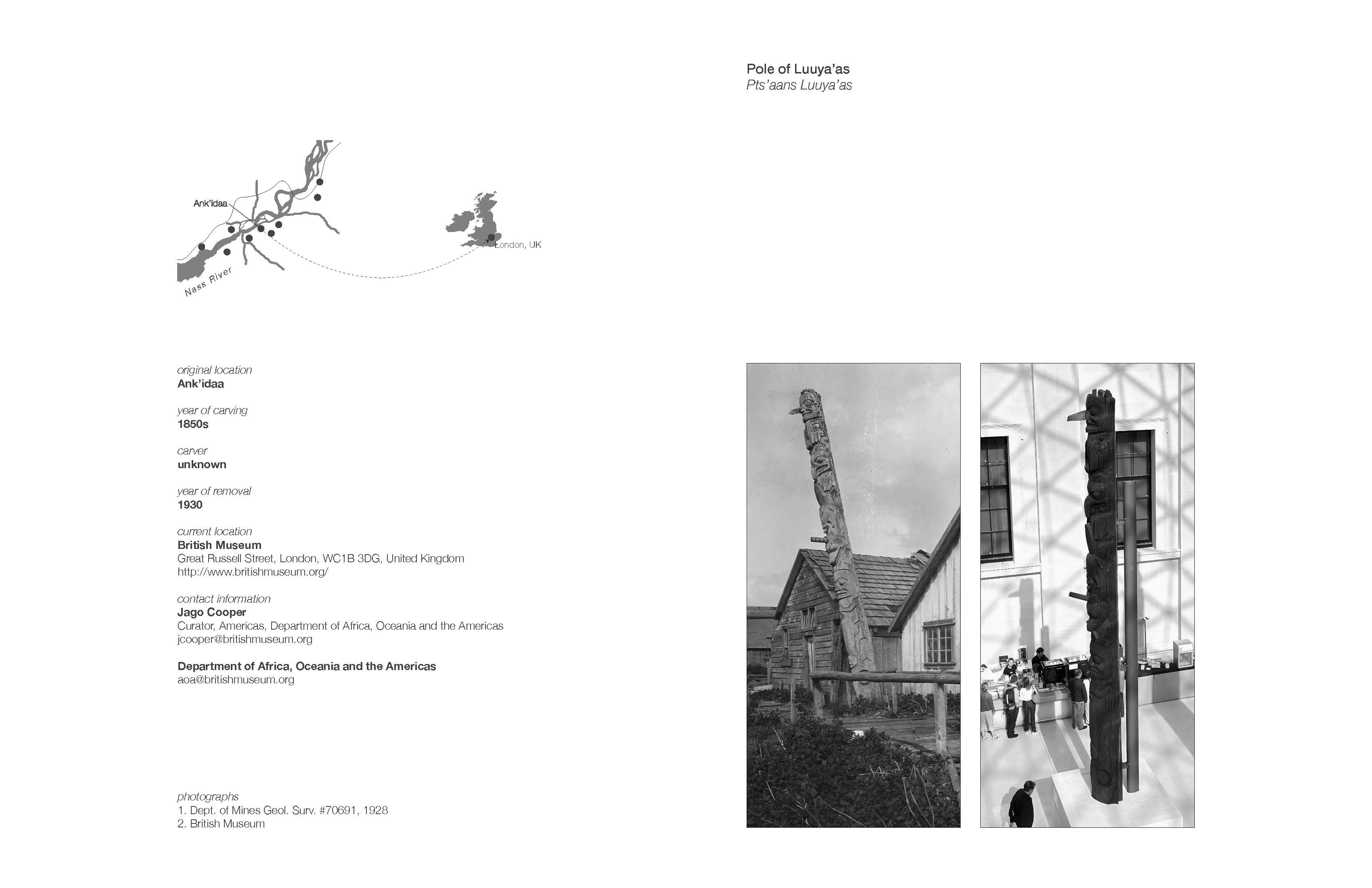 Interior page from the Displaced Nisga'a Poles catalogue